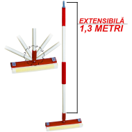 Stergator de geam multifunctional cu lamela din cauciuc, burete si maner telescopic 1.3 M